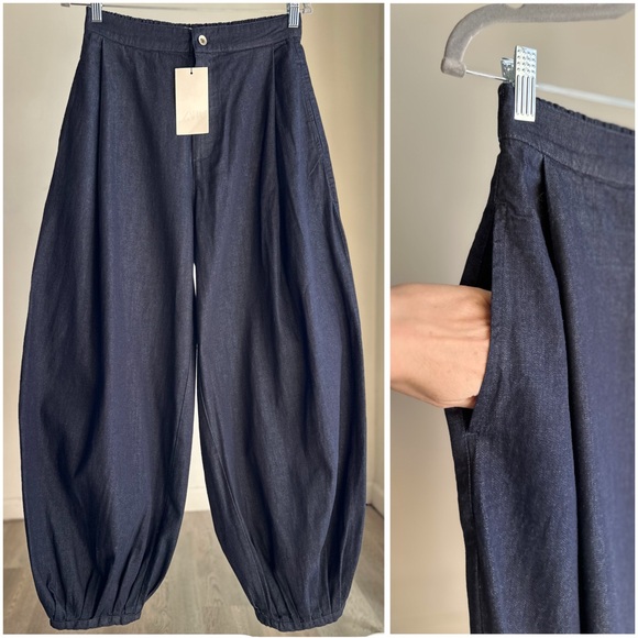 ZARA TRF DENIM BALLOON BOMBAH PANTS - Picture 1 of 10